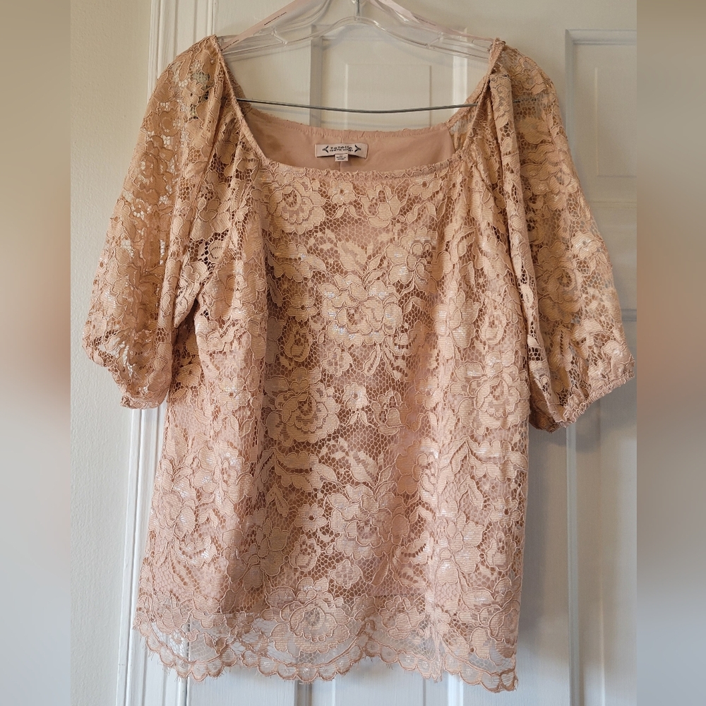Elegant Women's Blouse in Dusty Rose Lace